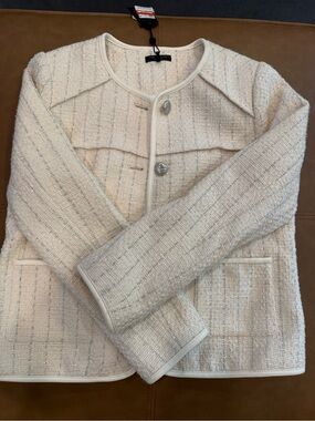 rag & bone Cream Bouclé Collarless Jacket